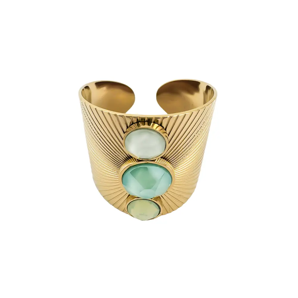 Bague large manchette vert